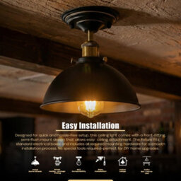 Industrial Semi Flush Mount Ceiling Lights Metal 21Cm Green Dome Lampshade With E27 Base Lighting Fixture - thumbnail 6