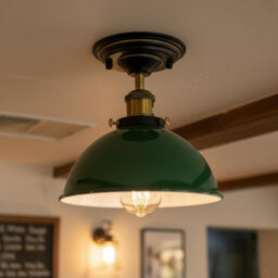 Industrial Semi Flush Mount Ceiling Lights Metal 21Cm Green Dome Lampshade With E27 Base Lighting Fixture - thumbnail 5