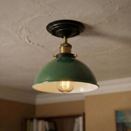 Industrial Semi Flush Mount Ceiling Lights Metal 21Cm Green Dome Lampshade With E27 Base Lighting Fixture - thumbnail 2