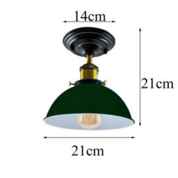 Industrial Semi Flush Mount Ceiling Lights Metal 21Cm Green Dome Lampshade With E27 Base Lighting Fixture - thumbnail 7