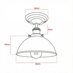 Industrial Semi Flush Mount Ceiling Lights Metal 21Cm Green Dome Lampshade With E27 Base Lighting Fixture - thumbnail 4