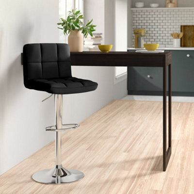 Neo Black Faux Leather Swivel Bar Stool With Polished Chrome Leg - image 1