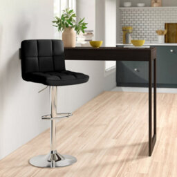 Neo Black Faux Leather Swivel Bar Stool With Polished Chrome Leg - thumbnail 1
