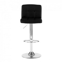 Neo Black Faux Leather Swivel Bar Stool With Polished Chrome Leg - thumbnail 2