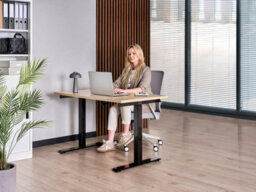 Beliani Manual Adjustable Standing Desk Destines Black/ Light Brown 120 Cm 72 Cm - thumbnail 2