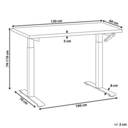 Beliani Manual Adjustable Standing Desk Destines Black/ Light Brown 120 Cm 72 Cm - thumbnail 3