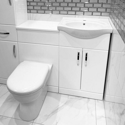 Bubly Bathrooms™ 550mm Vanity Unit & Basin Sink With 500mm Wc Back To Wall Toilet Furniture Set - image 1