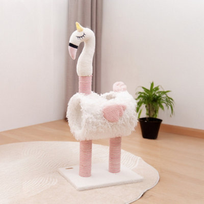 Living And Home Flamingo-Shaped Cat Scratching Board, Cat Bed, Multifunctional, With Interactive Toy Ball - image 1