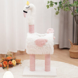 Living And Home Flamingo-Shaped Cat Scratching Board, Cat Bed, Multifunctional, With Interactive Toy Ball - thumbnail 2