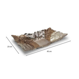 Textured Aluminium Decorative Tray Bowl Ornament And Home Accessory In Bronze Silver 44Cm Width - thumbnail 6