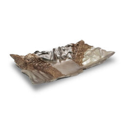 Textured Aluminium Decorative Tray Bowl Ornament And Home Accessory In Bronze Silver 44Cm Width - thumbnail 2