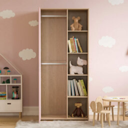 Lassic Vida Designs Neptune 1 Door 5 Shelf Wardrobe In Pink & Oak (H)1875mm (W)840mm (D)495mm - thumbnail 4