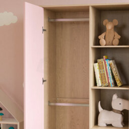 Lassic Vida Designs Neptune 1 Door 5 Shelf Wardrobe In Pink & Oak (H)1875mm (W)840mm (D)495mm - thumbnail 6