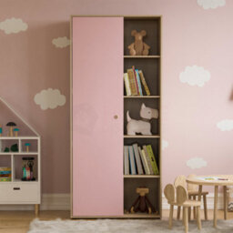Lassic Vida Designs Neptune 1 Door 5 Shelf Wardrobe In Pink & Oak (H)1875mm (W)840mm (D)495mm - thumbnail 3