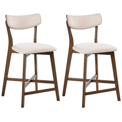 Beliani Set Of 2 Bar Chairs Yuma Wood Off-White/ Brown - image 1