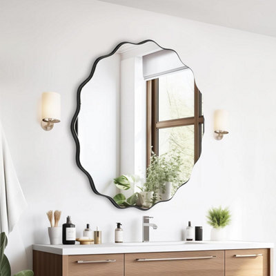 Irregular Wave Mirror 50 Cm Wall Mounted Bathroom Mirror, Large Decorative Irregular Wave Mirror For Bathroom, Washbasin, Living - image 1