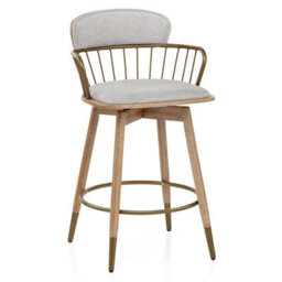 Atlantic Opera Bar Stool Oak & Grey Fabric Atlantic Shopping - thumbnail 4