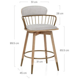 Atlantic Opera Bar Stool Oak & Grey Fabric Atlantic Shopping - thumbnail 6