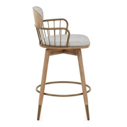 Atlantic Opera Bar Stool Oak & Grey Fabric Atlantic Shopping - thumbnail 3