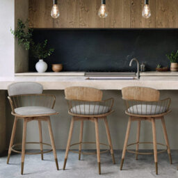 Atlantic Opera Bar Stool Oak & Grey Fabric Atlantic Shopping - thumbnail 2