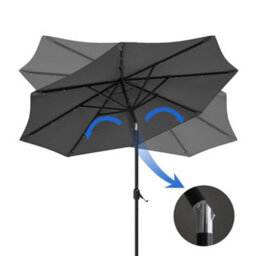 Living And Home 3M Tiltable Garden Parasol Outdoor Patio Sun Shade Umbrella With 24 Solar Led Lights Crank Tilt No Base, Dark Grey - thumbnail 5