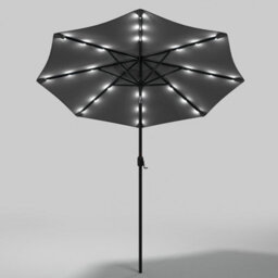 Living And Home 3M Tiltable Garden Parasol Outdoor Patio Sun Shade Umbrella With 24 Solar Led Lights Crank Tilt No Base, Dark Grey - thumbnail 2