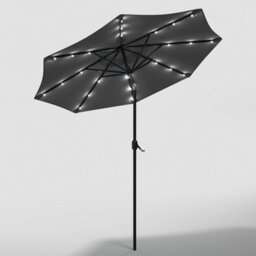 Living And Home 3M Tiltable Garden Parasol Outdoor Patio Sun Shade Umbrella With 24 Solar Led Lights Crank Tilt No Base, Dark Grey - thumbnail 3