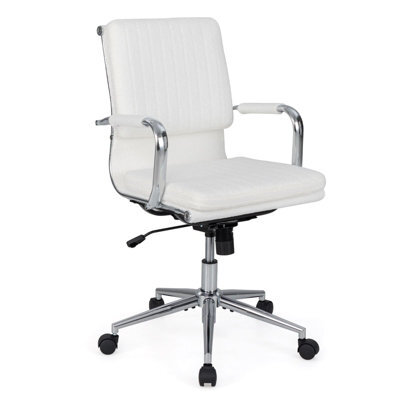 Costway Accent Home Office Chair Adjustable Ergonomic Computer Desk Chair-White - image 1