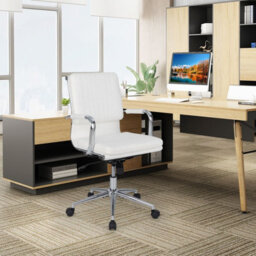 Costway Accent Home Office Chair Adjustable Ergonomic Computer Desk Chair-White - thumbnail 9