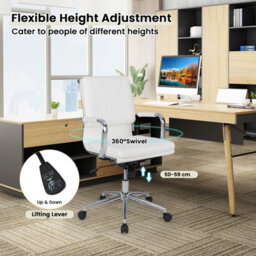Costway Accent Home Office Chair Adjustable Ergonomic Computer Desk Chair-White - thumbnail 6