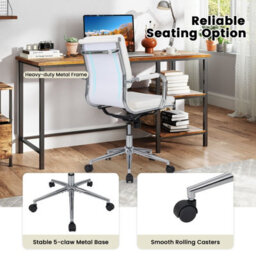 Costway Accent Home Office Chair Adjustable Ergonomic Computer Desk Chair-White - thumbnail 8