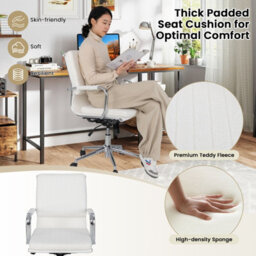 Costway Accent Home Office Chair Adjustable Ergonomic Computer Desk Chair-White - thumbnail 4
