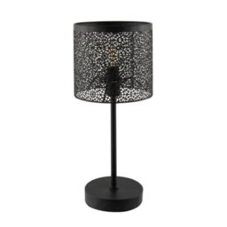 Happy Homewares Classic Chic Moroccan Themed Matte Black Table Lamp With Inline Switch - thumbnail 1