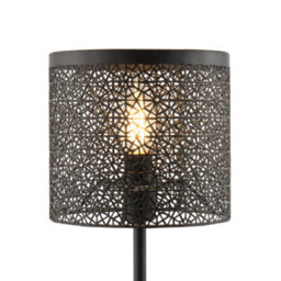 Happy Homewares Classic Chic Moroccan Themed Matte Black Table Lamp With Inline Switch - thumbnail 3