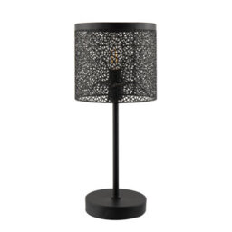 Happy Homewares Classic Chic Moroccan Themed Matte Black Table Lamp With Inline Switch - thumbnail 5