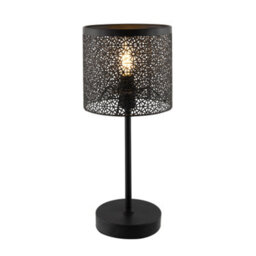 Happy Homewares Classic Chic Moroccan Themed Matte Black Table Lamp With Inline Switch - thumbnail 4