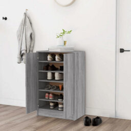 Berkfield Shoe Cabinet Grey Sonoma 60X35X92 Cm Engineered Wood - thumbnail 1