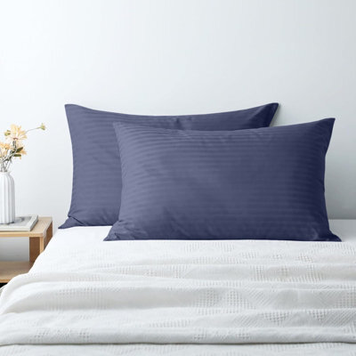 Moonlight Bedding Pillowcase Set Of 2 Satin Stripe Pattern Microfiber Pillowcases Envelope Closure Bed Pillow Cover (Washed Blue) - image 1