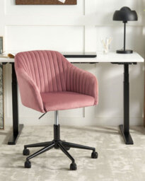 Beliani  Desk Chair Venice Velvet Pink - thumbnail 2
