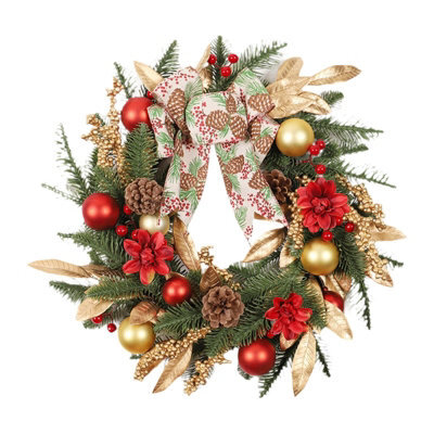Amorly 45Cm Christmas Tree Decoration, Christmas Wreath, Rattan Horn, Champagne, Gold Wall Hanging, Door Hanging, Scene Decoration - image 1