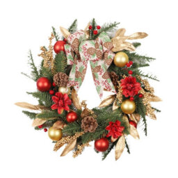 Amorly 45Cm Christmas Tree Decoration, Christmas Wreath, Rattan Horn, Champagne, Gold Wall Hanging, Door Hanging, Scene Decoration - thumbnail 7