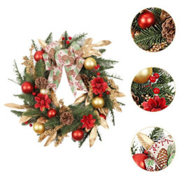 Amorly 45Cm Christmas Tree Decoration, Christmas Wreath, Rattan Horn, Champagne, Gold Wall Hanging, Door Hanging, Scene Decoration - thumbnail 4
