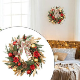 Amorly 45Cm Christmas Tree Decoration, Christmas Wreath, Rattan Horn, Champagne, Gold Wall Hanging, Door Hanging, Scene Decoration - thumbnail 6
