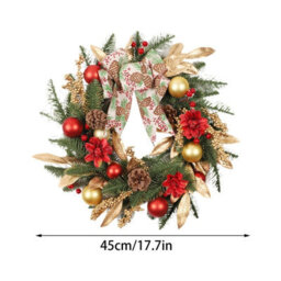 Amorly 45Cm Christmas Tree Decoration, Christmas Wreath, Rattan Horn, Champagne, Gold Wall Hanging, Door Hanging, Scene Decoration - thumbnail 3