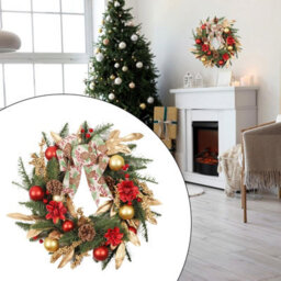 Amorly 45Cm Christmas Tree Decoration, Christmas Wreath, Rattan Horn, Champagne, Gold Wall Hanging, Door Hanging, Scene Decoration - thumbnail 5
