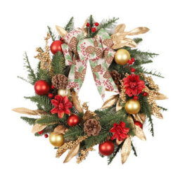 Amorly 45Cm Christmas Tree Decoration, Christmas Wreath, Rattan Horn, Champagne, Gold Wall Hanging, Door Hanging, Scene Decoration - thumbnail 1