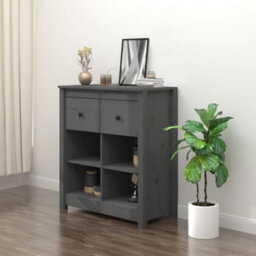 Vidaxl Sideboard Grey 70X35X80 Cm Solid Wood Pine - thumbnail 1