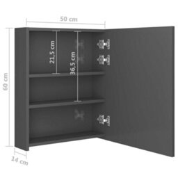 Berkfield Led Bathroom Mirror Cabinet Shining Grey 50X14X60 Cm - thumbnail 8