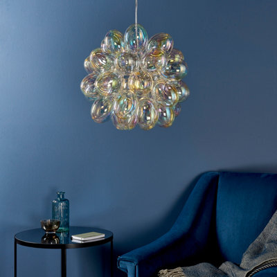 Anson Lighting Carlin Pendant Light Finished In Chrome Plate And Iridescent Glass - image 1