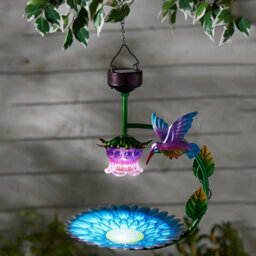 Hanging Seed And Nut Tray Feeder Station With Bird Bath, Solar-Powered, Durable, And Decorative Design - thumbnail 2